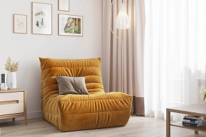 Мягкое бескаркасное кресло ДеФранс с доставкой по России, желтое яркое кресло в интерьер